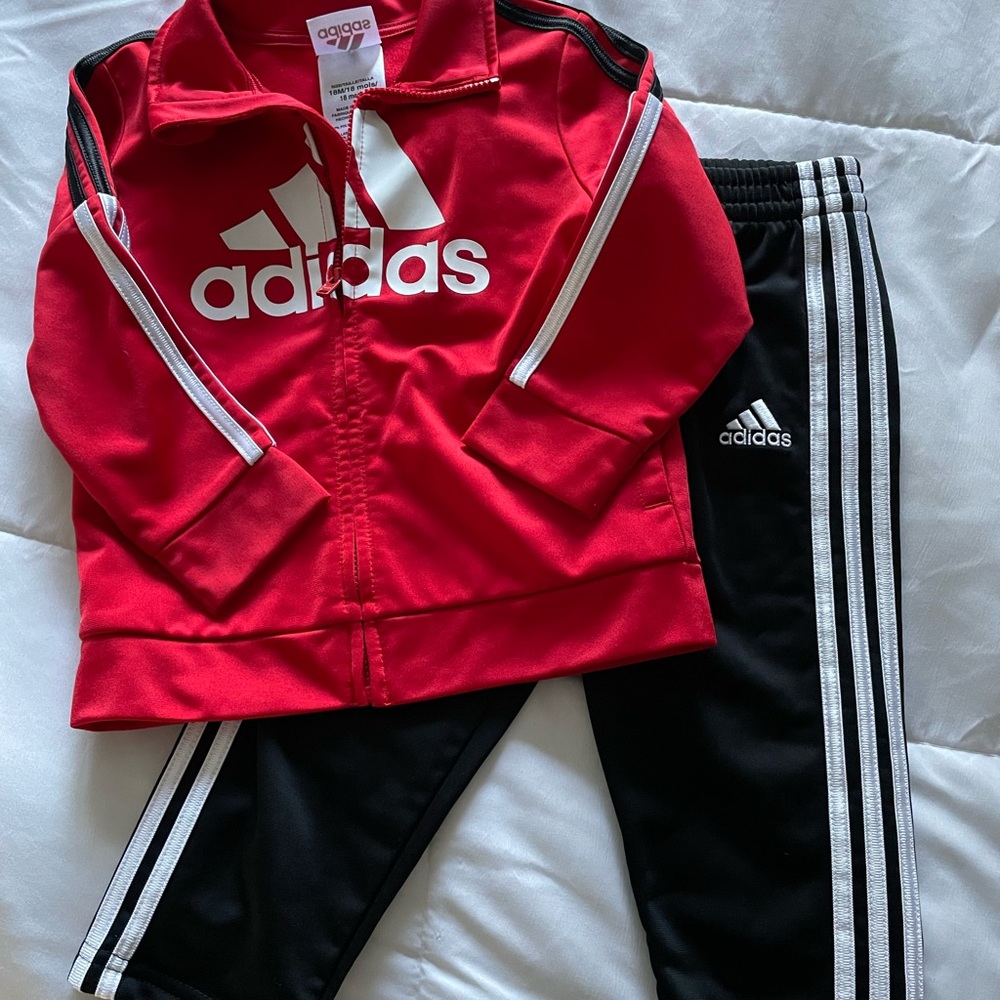 Adidas Red and Black Tracksuit